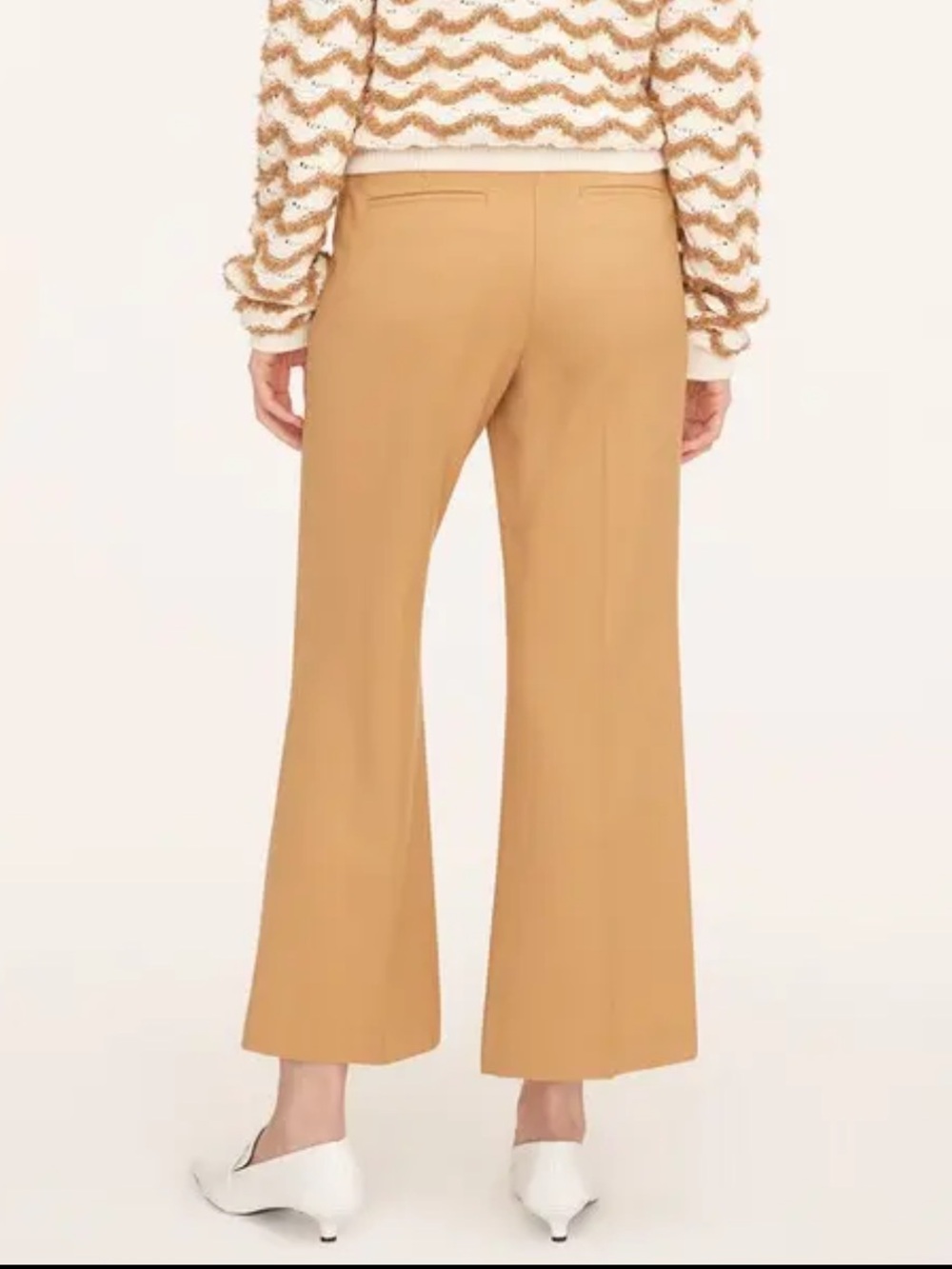Rebecca Taylor Cavalry Twill Pant - Wool Blend Wide Leg Cropped Tan Khaki - Picture 2 of 15